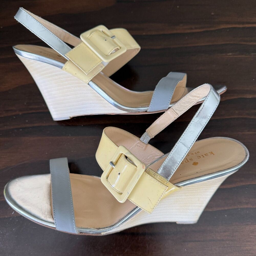 Kate Spade New York Vero Cuoio Slingback Wedge Heel Size 8.5B Made In Italy